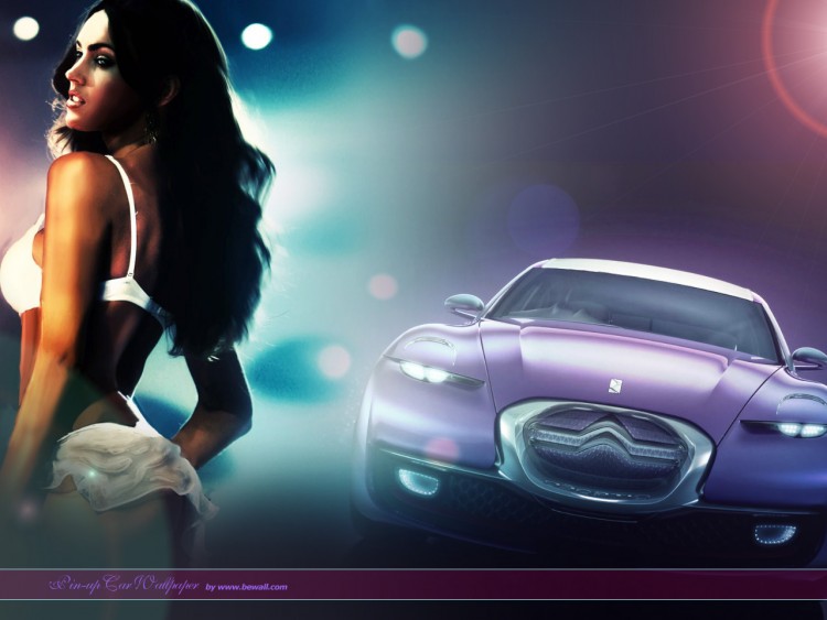 Wallpapers Cars Girls and cars Pinup car citroen 2009 concept by bewallcom